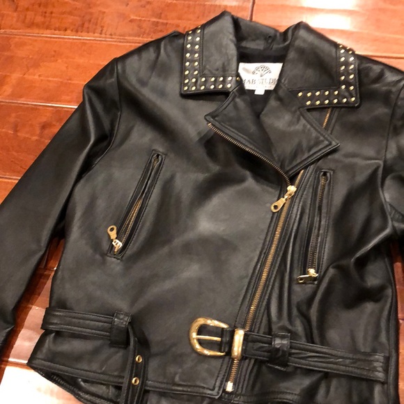 Faux leather jacket with gold details - Picture 2 of 6